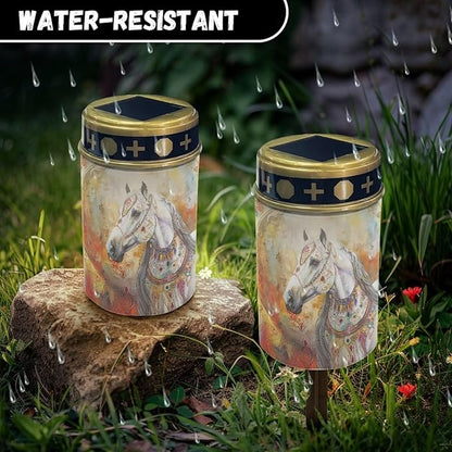 Horse Garden Solar Light Outdoor Solar Powered Garden Lights Cemetery Waterproof Solar Light for Grave Memorial Solar Light Decoration for Grave Easy to Install