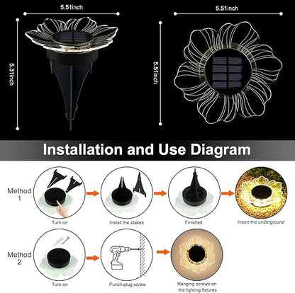 Roaming Acrylic Petal Bury Light 3-Pack Suitable for Gardens, Courtyards, Terraces, Corridors, Alleys, and Pedestrian Walkways (Petal)
