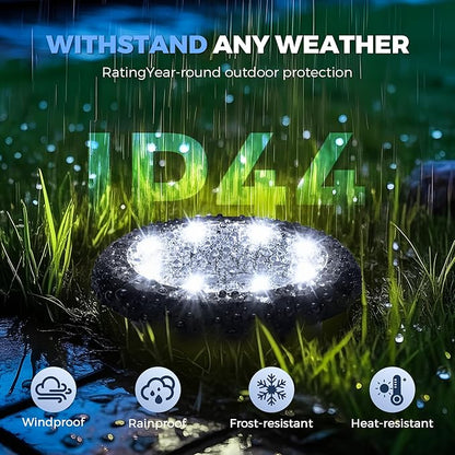 SOLPEX Mini Solar Ground Lights, 12 Pack Solar Lights Outdoor Waterproof, Landscape Lighting for Garden Pathway Driveway Walkway (Cool White)