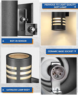 TENGXIN Outdoor Wall Lights, 2-Pack Dusk to Dawn Modern Outdoor Wall Sconce with Stainless Steel Cylinder, Black | Lumora