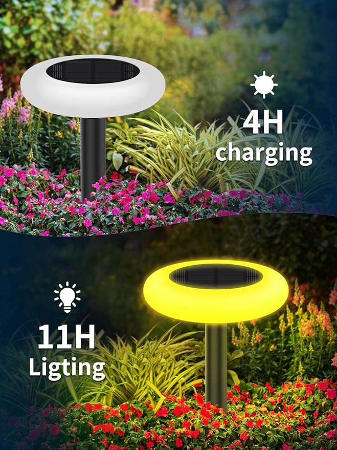 intelamp Solar Pathway Lights Outdoor, 6 Pack 9 Color Changing with Remote Control, Dusk to Dawn Solar Powered | Lumora