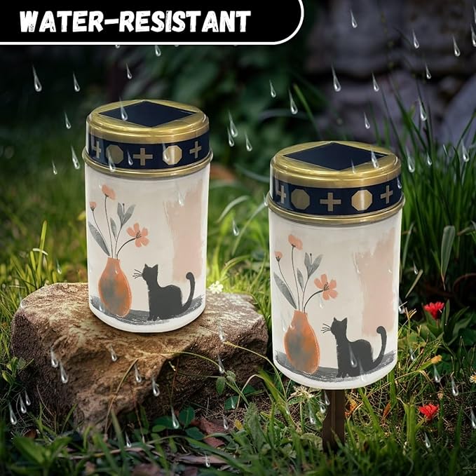Art Cat Solar Memorial Lights for Graves Waterproof and Dustproof Solar Outdoor Lights Decoration Cylindrical Garden Light Stake for Garden Courtyard Patio Lawn Outdoor Decoration