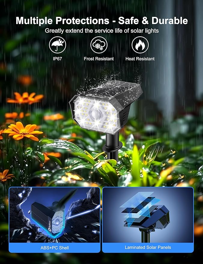 Brightown 6 Pack Solar Motion Lights Outdoor Waterproof, Motion Sensor Spot Lights- 58 LED/3 Modes Solar Powered | Lumora