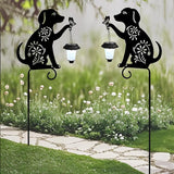 Dog Solar Lights Outdoor Garden Decoration, Animal-Themed Metal Decorative Garden Stakes with Solar Lantern for | Lumora
