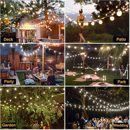 LED Outdoor String Lights for Outside 150FT G40 Patio String Lights Connectable Waterproof with 80 Shatterproof Bulbs(5 Extra), E12 Hanging Bistro Lights for Backyard Pergola Gazebo Lights