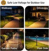 Gardenreet Low Voltage Landscape Light Brass (9" Shade, 23.5" Tall) - 12v Pathway LED Lights Waterproof, Hardwired | Lumora