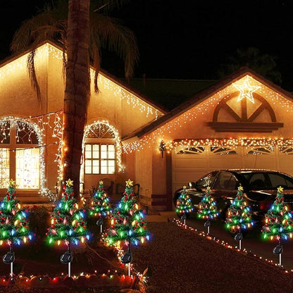 Dremisland 2Pack Solar Christmas Tree with 40LED Lights Outdoor Solar Christmas Decorations Waterproof Solar Powered Prelit Christmas Tree for Holiday Pathway Garden Yard (Solar Christmas Tree-2PCS)