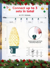C9 LED Christmas Lights Outdoor, 81 Feet 100 LED String Light with Timer & 8 Lighting Mode, Waterproof Commercial | Lumora
