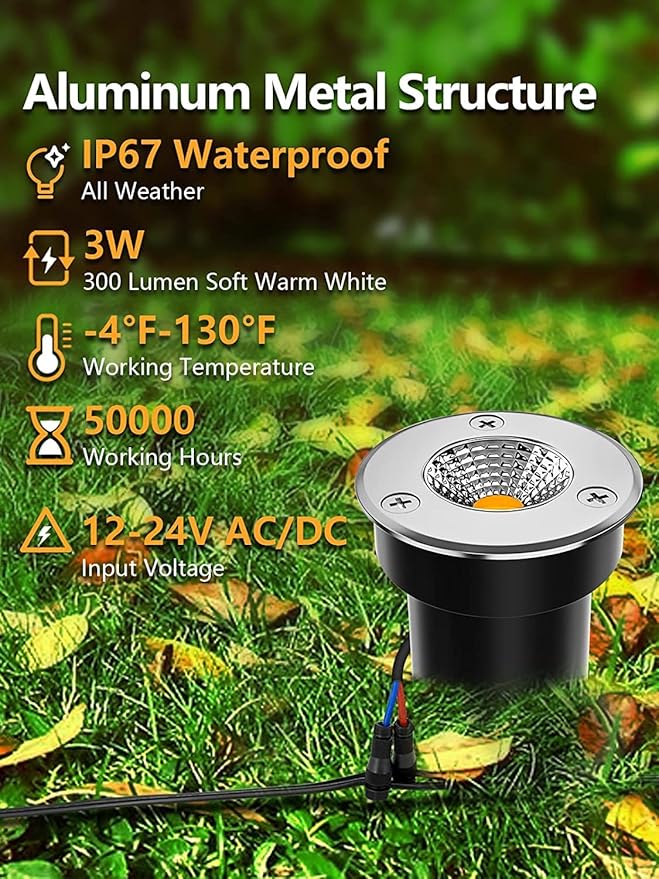 ZUCKEO Low Voltage Landscape Lights Well Lights Landscape LED in Ground Light IP67 Waterproof Outdoor Landscape | Lumora