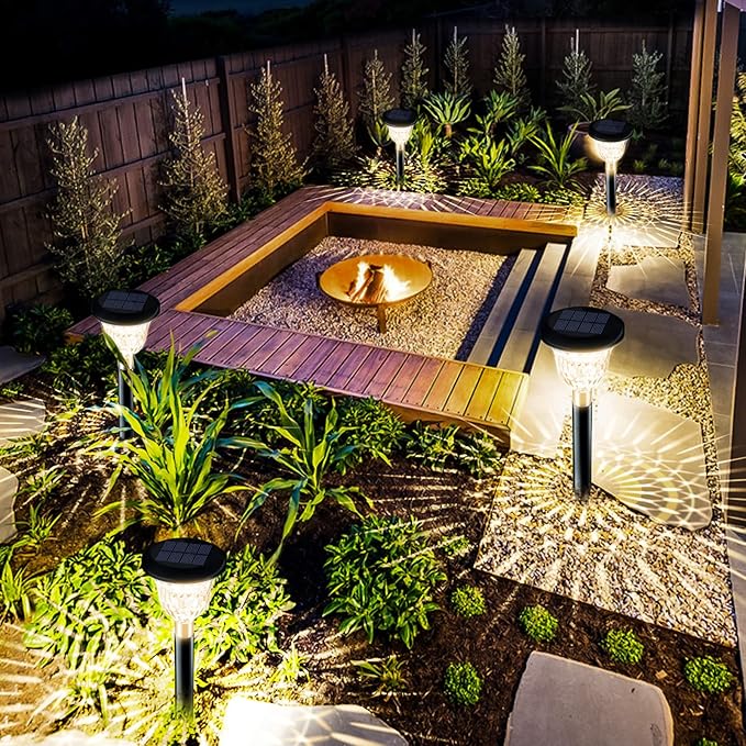 Solar Pathway Lights 6 Pack, Garden Landscape Lights with Colorful & Warm White Light - Automatic Solar Charging, IP65, Ideal Yard Decorations Backyard De