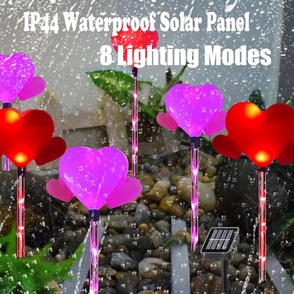 6 Pack Outdoor Solar Pathway Lights-Heart Stake Lightsing for Garden Valentine's Day Decor, Path Light, Waterproof Auto On/Off, Romantic Porch Walkway Romantic Wedding Party Yard Lawn