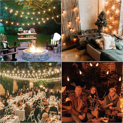 200ft Solar LED Outdoor String Lights Patio Lights with Shatterproof 2700K ST38 Vintage Edison Plastic Bulbs Dimmable, Outside Hanging Lights Waterproof for Porch, Deck, Garden, Backyard