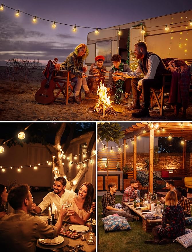 Brightown LED Outdoor String Lights Patio Lights 100FT with 104 LED Bulbs, Shatterproof Weatherproof Commercial | Lumora