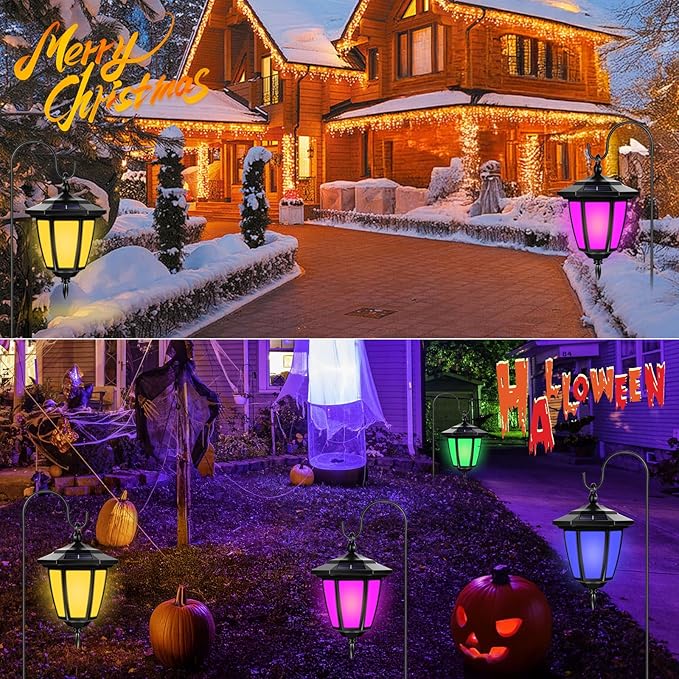 Viewsun 34 Inch Solar Hanging Lights, Shepherd Hook Lights with 4 Lighting Modes Waterproof Outdoor Decorative | Lumora