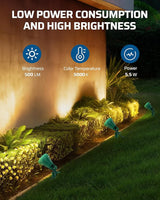 DEWENWILS 120V Spotlight Outdoor, 500LM Waterproof LED Spot Light with 3 Extra Lenses (Red Yellow Green), Landscape | Lumora
