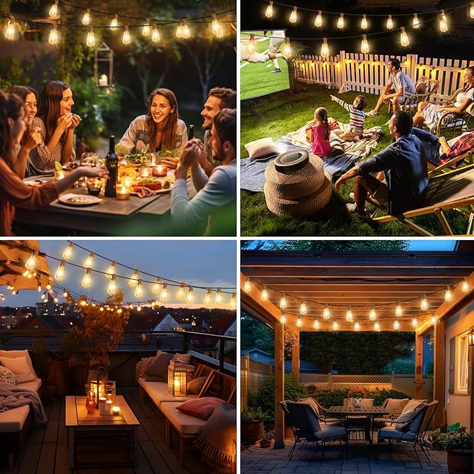 btfarm 100FT LED Outdoor String Lights Waterproof with Remote, Patio Lights with 32+2 ST38 Edison Bulbs, Hanging Light for Outside with Timer for Backyard Party Yard Gazebo Porch, 2700K Dimmable