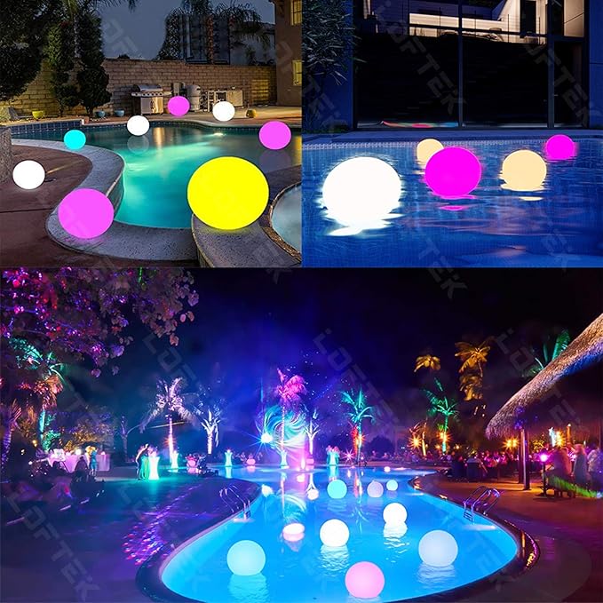 LOFTEK Floating Pool Light - 16-inch Large Ball Lamp with Remote - 3 Modes & 16 RGB Colorful - Outdoor Path Light | Lumora