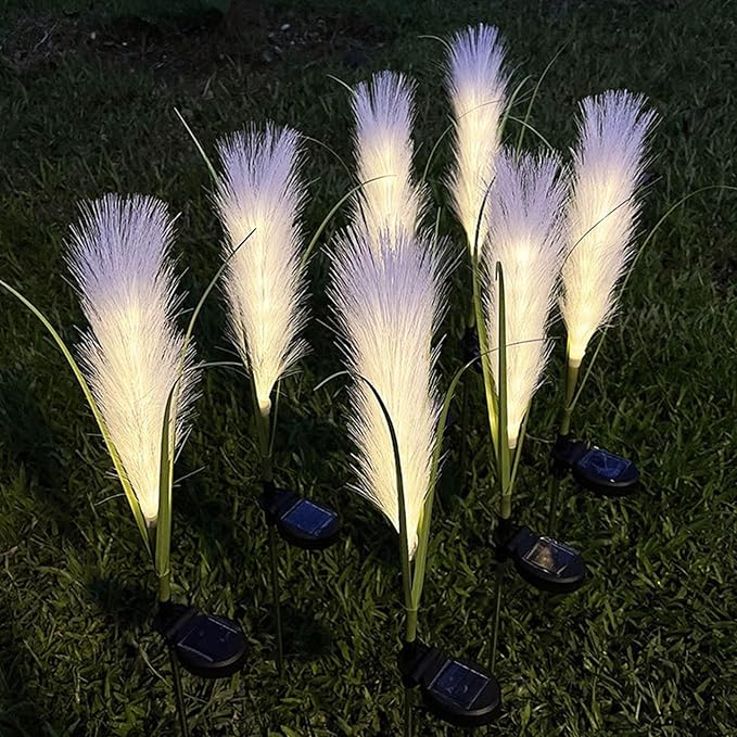 2 Pack Solar Outdoor Lights, Reed Solar Swaying Lights, Sway by Wind, Garden Lights, Landscape Lighting, Decorative Lights for Yard, Pathways, Outdoor Lamp, Security Lights Outdoor
