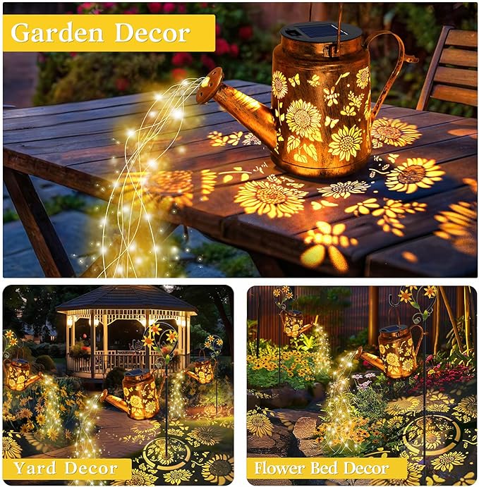 Solar Watering Can with Lights, Birthday Gifts for Mom Women Mother's Day, Outdoor Garden Decor Sunflower Solar | Lumora