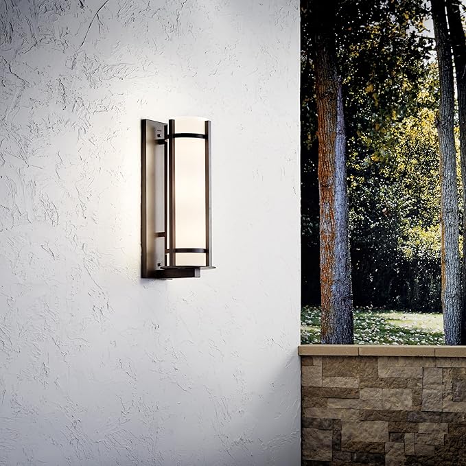 Kichler Camden 26" 3 Light Outdoor Wall Light with Opal Etched Glass in Anvil Iron | Lumora
