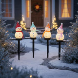 Solar Christmas Snowman Pathway Lights Outdoor Decor, 4pcs Waterproof Snowman Stake Landscape Lights, Solar Powered | Lumora