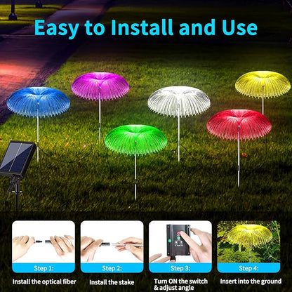 Solar Outdoor Lights 6 Pack 7 Colors Changing Jellyfish Light Outdoor Waterproof Solar Flowers Garden Lights for Yard Pathway Lawn Festival Wedding Party Decoration
