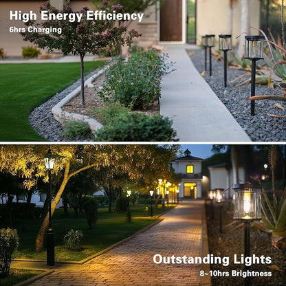 EcoGreen Solar Pathway Lights Outdoor 4-Pack - Solar Powered Garden Lights Waterproof, 3000K Warm White, 4.76 * 23.07in, Auto Dusk to Dawn for Yard, Driveway, Garden, Patio & Walkway (031H)