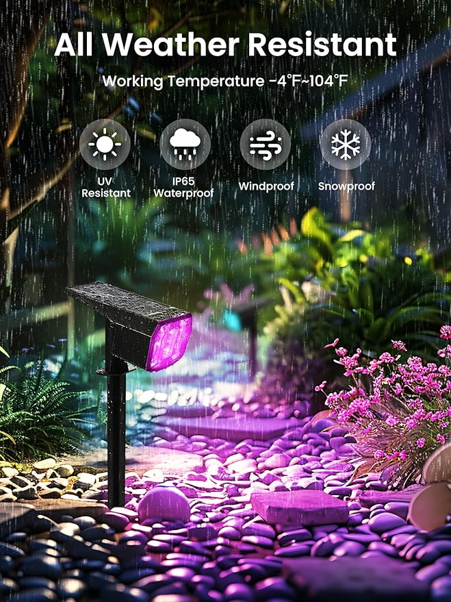 Color Changing Solar Spot Lights Outdoor, 9 Lighting Modes Colored Solar Lights Outdoor RGB, Color Light Waterproof | Lumora