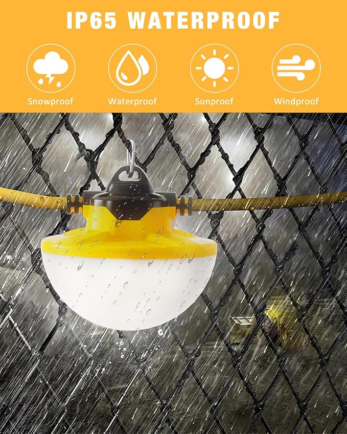 100FT Construction String Light 130W 16000Lm, 5000K Industrial Grade LED String Work - Outdoor Security Flood Light | Lumora