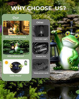 Solar Frog Garden Statue Light, Outdoor Waterproof Decorative Lantern Figurine, Cute Yard Art for Garden Patio Pond | Lumora