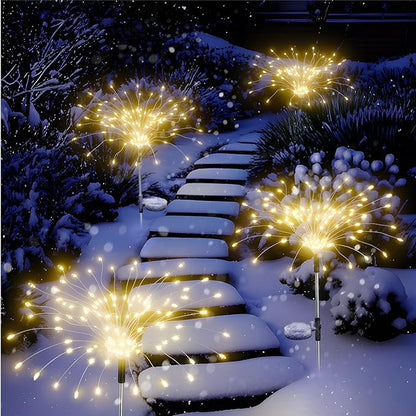 Solar Fireworks Lights Outdoor Waterproof Garden Fairy Light Outside Solar Sparkles Landscape Lights 120 LED Decorative Outdoor for Backyard Patio Pathway Lawn Party Walkway Decor, 4 Pack