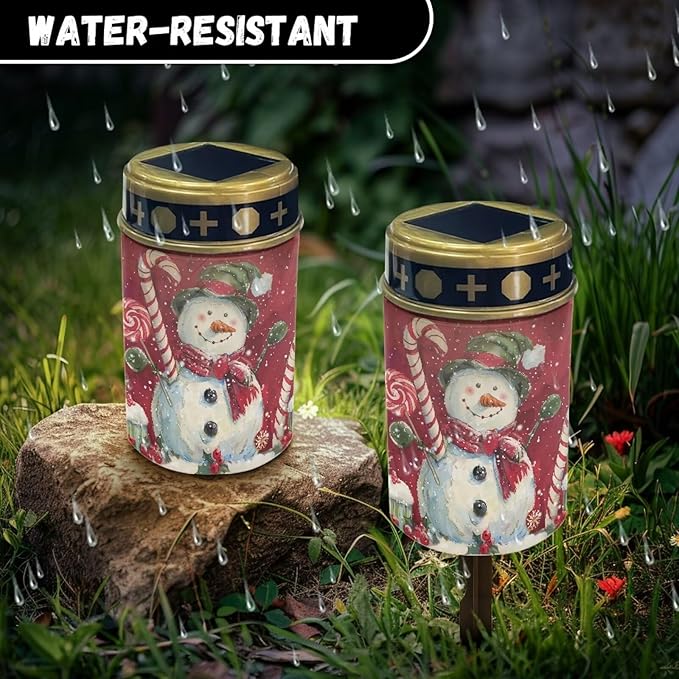 Garden Decor Solar Light Cute Snowman-Christmas Outdoor Stake Patio Yard Lawn Porch Pathway Grave Solar Lights for Cemetery Christmas Outside Waterproof Decorations