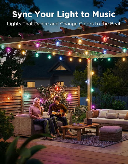 Govee Outdoor Clear Bulb String Lights, 48ft RGBWIC Outdoor String Lights with 15 Dimmable Warm White LED Bulbs, 111 Scene Modes for Patio, Backyard, IP67 Waterproof, Works with Alexa, Google & Matter