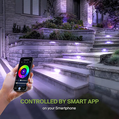 ASD LED 7 Inch Retaining Wall Light Fixture, Hardscape Paver Lighting | RGBW, App & Voice Control, Waterproof, ETL Listed | 3W 110LM RGB-2700K-6500K 12V | Landscape Step Illumination | Black, 8 Pack