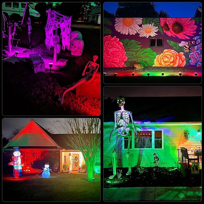 WELALO Solar Color Changing Spot Lights Outdoor, Waterproof Solar Halloween Lights, 7 Modes Multicolor RGB | Lumora