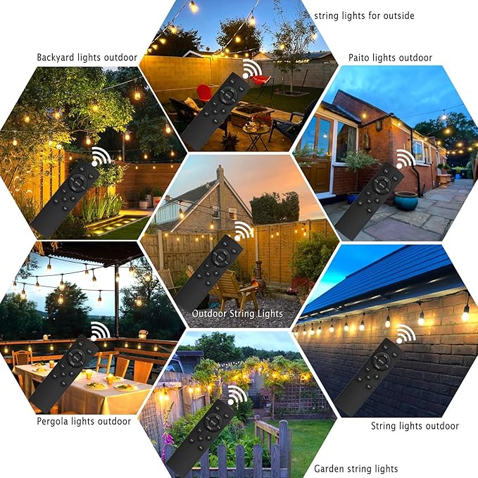 100FT Outdoor String Lights with Remote Control Patio Lights Waterproof Commercial Grade, 30+2 Replaceable Dimmable | Lumora