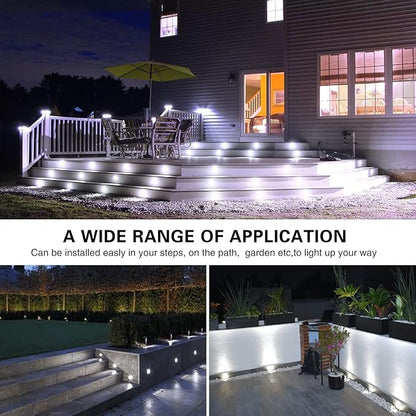 Deck Lights Outdoor Waterproof Low Voltage Lighting Kit Stainless Steel 1W Outdoor Yard Garden Decoration Lamps Landscape Pathway Patio Step Stairs Black Border(6pcs,Cool White)