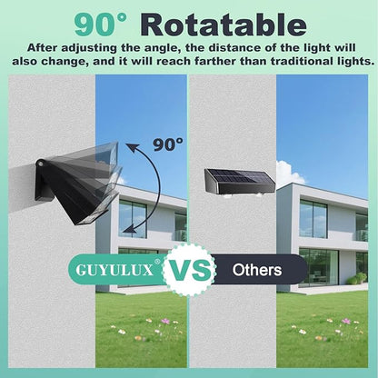 Solar Fence Lights Outdoor Waterproof, Deck lights with White/Rgb/Color Changing, 6 Lighting Modes, 90° Rotating Light, Dusk to Dawn,Waterproof for Patio/Driveway/Landscape/Garden/Pool, 2 Pack