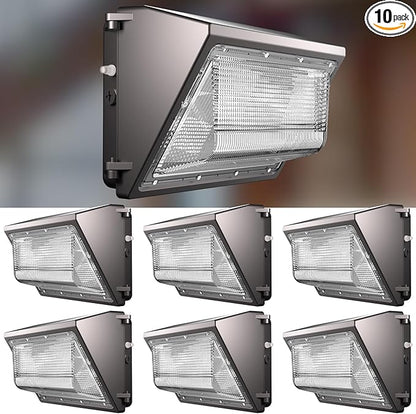 Lightdot 6Pack 100W LED Wall Pack Lights, 100-277v Dusk to Dawn Photocell | 15000Lm(150Lm/W) 5000K IP65 Outdoor Flood Lighting for Yard,Warehouse,Factory,Building,Garage, ETL(Height:6~15ft)