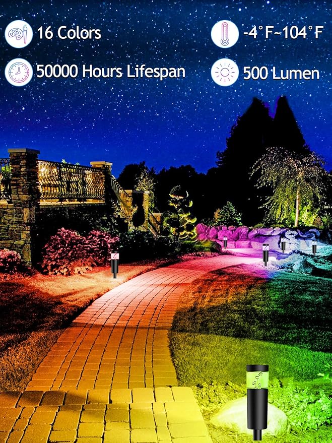 5W RGBW Low Voltage Landscape Pathway Lights with Connectors 12V Outdoor Color Changing Landscape Lighting LED | Lumora