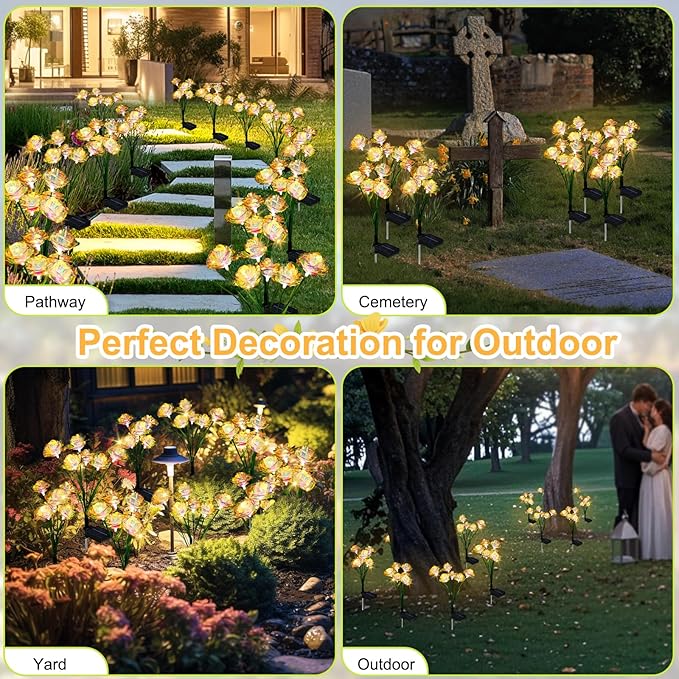 [24 Bigger Roses] Solar Garden Lights Outdoor, Birthday Gifts for Mom Women Preserved Flowers Solar Light, IP65 | Lumora