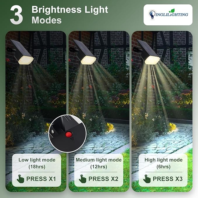 DINGLILIGHTING Solar Lights Outdoor Waterproof: IP65 Led Spot Light Decorations for Garden - 3 Lighting Modes Solar | Lumora