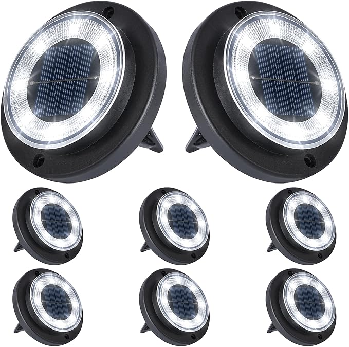 Flacchi Solar Lights Outdoor - Solar Powered Ground Lights Outdoor Solar Disk Light Waterproof Landscape Light for | Lumora