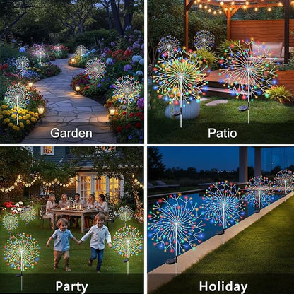 Solar Garden Lights Outdoor, 210 Led & 8 Modes Solar Firework Lights Decorative Waterproof Solar Fairy Fireworks Sparklers Light for Outside Yard Pathway Walkway Balcony Patio Decor,4Pack