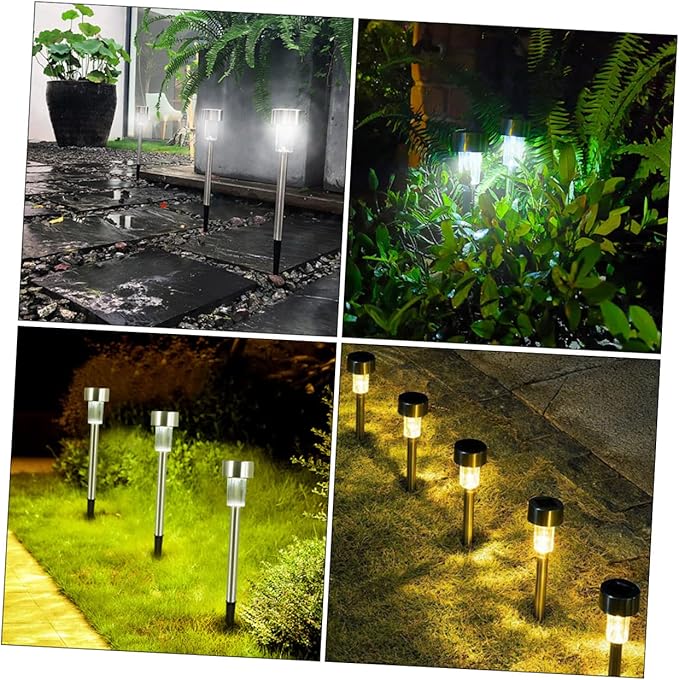 SUPVOX 6pcs Garden Lights Waterproof Outdoor Pathway Lamps for Lawn Decoration Solar Lighting Adjustable Brightness for Driveways and Patios