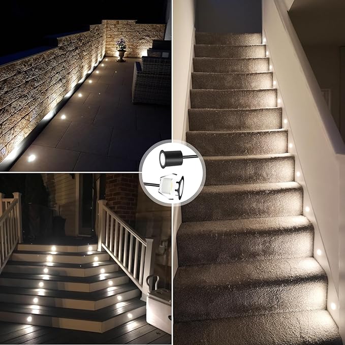 RNEHON Recessed LED Deck Lights Kits with Protecting Shell, Φ1.18in Cool White Low Voltage 12V IP67 Waterproof | Lumora