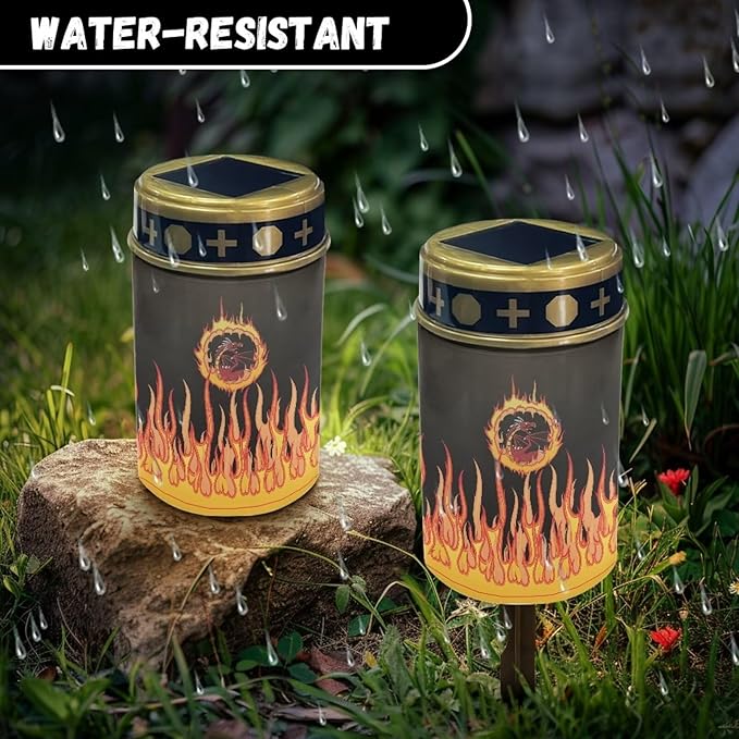 Dragon Fire Garden Solar Lights Outdoor Waterproof Landscape Path Lights for Outside LED Solar Powered Read Light Solar Stake Lights for Pathway Garden Yard