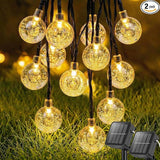 Metaku 2 Pack Solar String Lights for Outside, Total 40FT 60 LED Crystal Globe String Lights, Solar Powered Outdoor | Lumora
