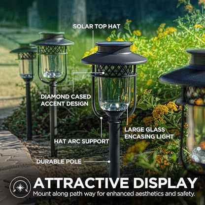 Home Zone Security Pathway & Garden Solar Glass Lights Stainless Steel (4-Set)