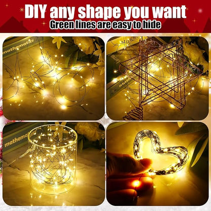 12 Pcs Solar String Lights Solar Mini Teeny Tiny Fairy Firefly Twinkle Light Waterproof 16ft 50 LEDs Garden String for Outdoor Garden Backyard Christmas Decoration(Green Wire)